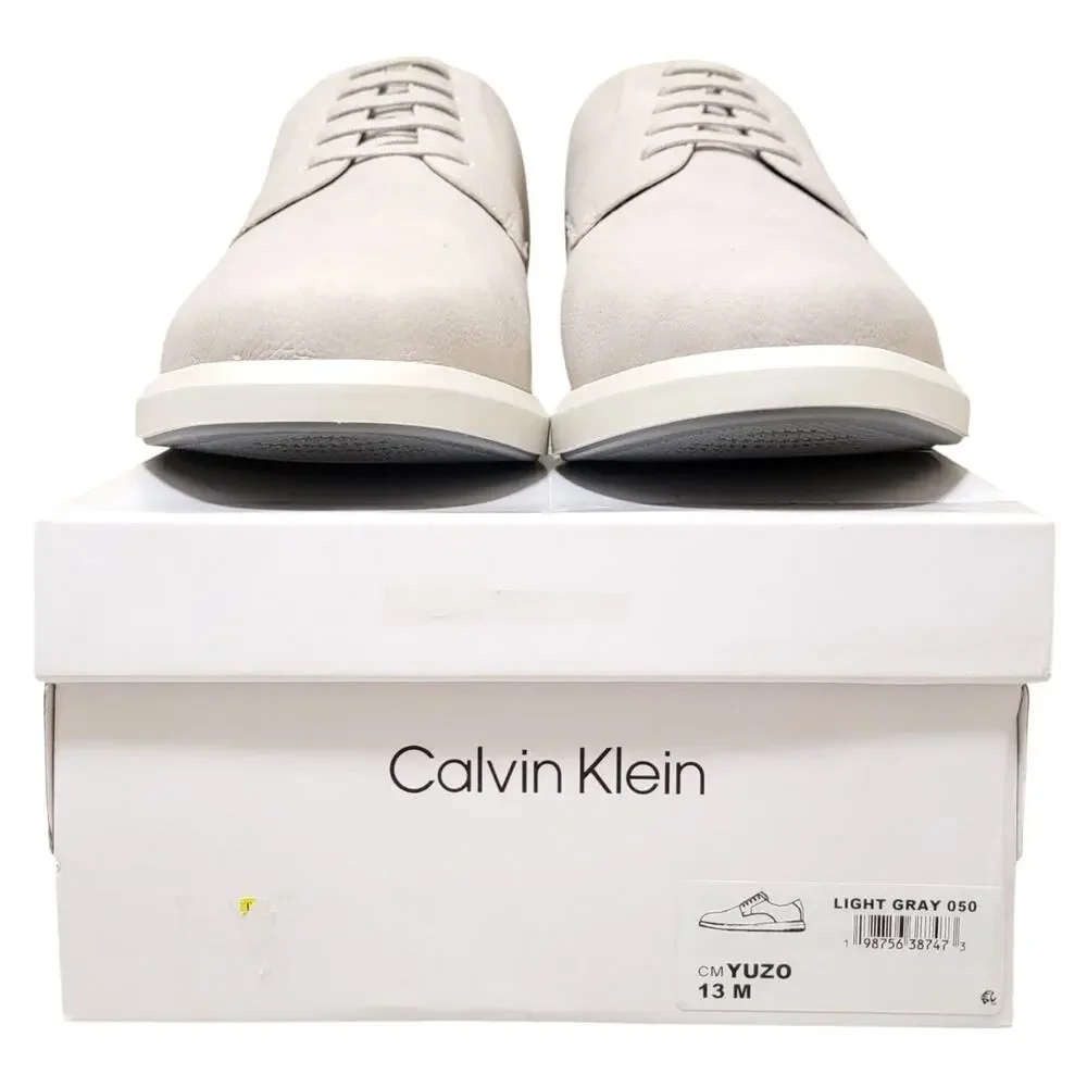 Calvin Klein Men Casual Derby Oxfords Yuzo Size US 13M Light Gray Faux Leather